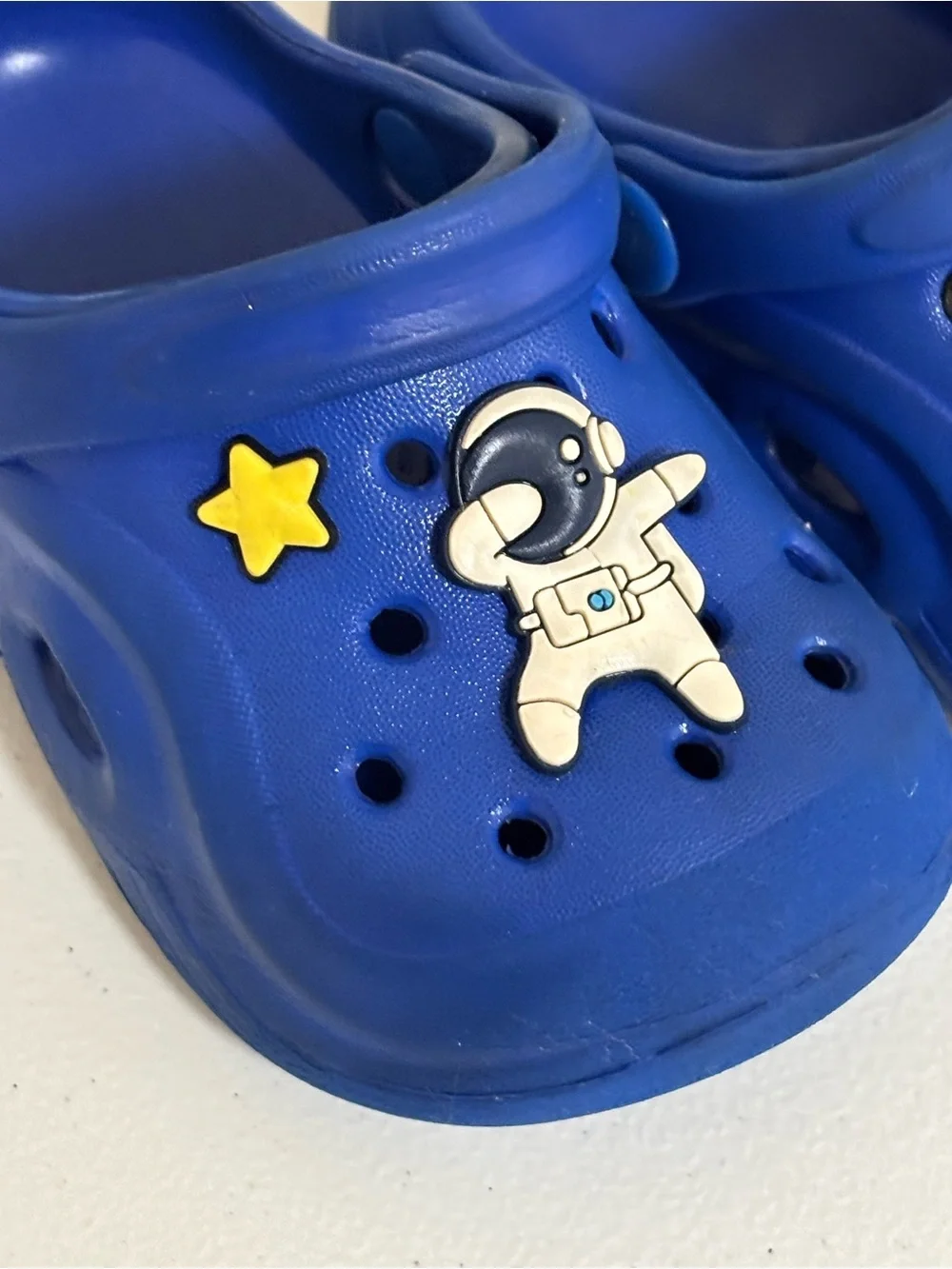 Kids Blue Space-Themed Clog Sandals with Fun Charms